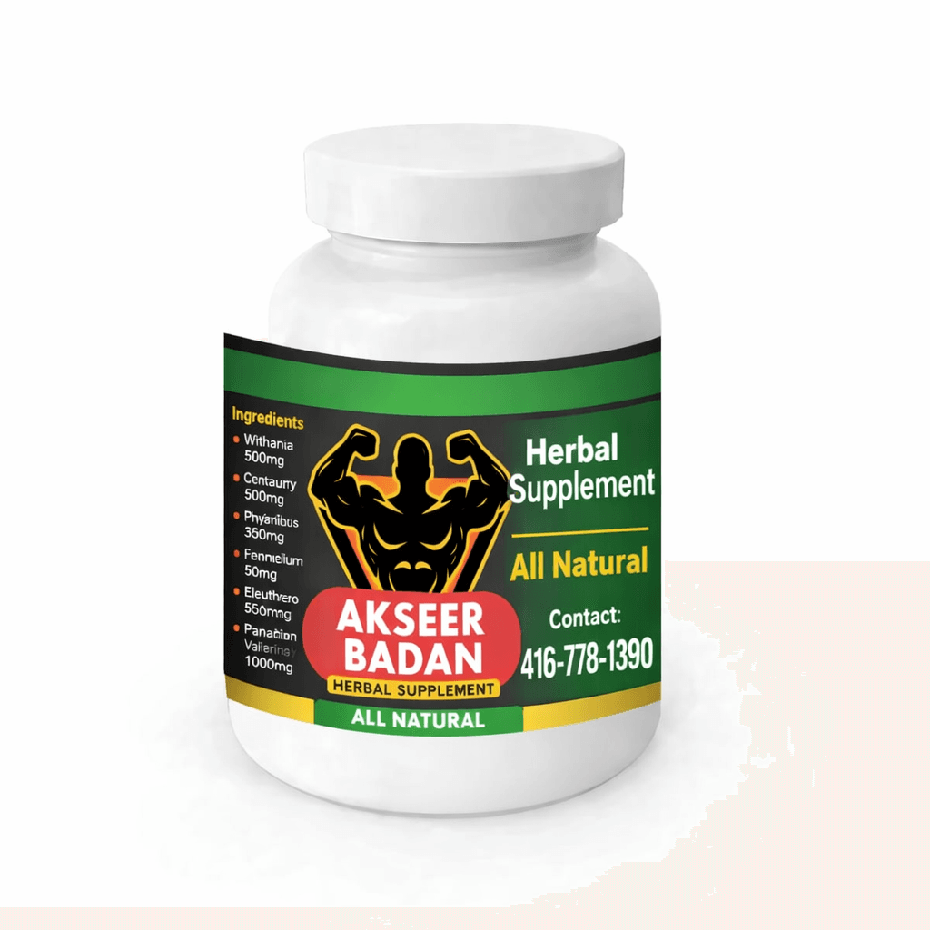 Akseer Badan Herbal Supplement – Natural Energy, Vitality & Wellness Akseer Badan Herbal Supplement is a premium traditional herbal formula designed to support natural energy, physical strength, stamina, vitality, and everyday wellness. This carefully selected blend combines traditional herbs and natural ingredients that have been valued in herbal wellness practices for generations. Whether you want to maintain daily energy, support healthy aging, promote physical vitality, or complement an active lifestyle, Akseer Badan provides convenient herbal support as part of a balanced diet and healthy routine. Benefits of Akseer Badan Herbal Supplement Supports Natural Energy Akseer Badan Herbal Supplement provides traditional herbal support for natural energy and daily vitality. Its carefully selected ingredients may help you maintain an active lifestyle and support the body's normal energy needs. Promotes Strength and Vitality Traditional botanical ingredients in Akseer Badan are valued for supporting physical strength, stamina, endurance, and overall vitality for adults. Supports Healthy Aging The formula contains herbs naturally rich in antioxidant compounds. Antioxidant-rich ingredients can help support the body's defenses against oxidative stress and contribute to healthy aging and general wellness. Supports Brain and Mental Wellness Several traditional herbs in this formula are commonly used to support memory, concentration, mental clarity, and normal cognitive wellness. Supports Heart and Circulation Akseer Badan contains traditional herbal ingredients that may support healthy circulation and normal cardiovascular wellness when combined with a balanced diet and active lifestyle. Supports Liver and Metabolic Wellness The liver plays an important role in metabolism and the body's natural processes. Traditional herbal ingredients in Akseer Badan help support normal liver and metabolic function. Supports Bones, Muscles and Joints Mineral-rich and nourishing herbal ingredients may help support healthy bones, muscles, connective tissues, mobility, and everyday physical comfort. Supports Healthy Skin Antioxidant-rich herbs and nourishing botanical ingredients help support healthy-looking skin and contribute to overall wellness from within. Daily Wellness and Vitality Regular use as part of a balanced diet and healthy lifestyle may help support daily wellness, physical resilience, energy, and long-term vitality. Ingredients in Akseer Badan Akseer Badan contains a carefully selected blend of traditional herbs and natural ingredients, including: Ashwagandha (Withania somnifera) Purified Shilajit Safed Musli (Chlorophytum borivilianum) Gokshura (Tribulus terrestris) Amla (Emblica officinalis) Giloy (Tinospora cordifolia) Mulethi (Licorice Root) Talmakhana (Hygrophila spinosa) Kaunch Beej (Mucuna pruriens) Vidarikand (Pueraria tuberosa) Cinnamon Cardamom Ginger Root Black Pepper Long Pepper (Pippali) Other Ingredients: Natural herbal base suitable for capsule or powder formulation, depending on product presentation. Who May Benefit from Akseer Badan? Akseer Badan Herbal Supplement may be suitable for adults looking for natural support for: Daily energy and vitality Physical strength and stamina Healthy aging Memory and concentration General cardiovascular wellness Liver and metabolic wellness Healthy bones and muscles Skin wellness Overall daily vitality Why Choose Akseer Badan? Akseer Badan combines a broad selection of traditional botanical ingredients in one convenient herbal wellness formula. It is designed for adults who prefer traditional herbal support as part of a healthy and active lifestyle. If you are looking for a natural herbal supplement for energy and vitality, Akseer Badan may be a convenient addition to your daily wellness routine. Suggested Use Take 1–2 teaspoons twice daily after meals with warm milk or water, or use as directed by your qualified healthcare practitioner. Explore Related Herbal Products You may also explore other herbal wellness products from Chaudhry Clinic: [Salajeet Plus Capsules] – Herbal support for energy, stamina and vitality. [Spermia Capsules] – Herbal support for male vitality and reproductive wellness. [Herbal Supplements] – Explore additional traditional herbal wellness products. [Chaudhry Clinic] – Learn more about our herbal and holistic wellness services. Important Disclaimer This product is intended as a herbal wellness supplement. It is not intended to diagnose, treat, cure, or prevent any disease. Individual results may vary. Consult a qualified healthcare professional before using herbal supplements, particularly if you are pregnant, breastfeeding, taking medications, or have an existing health condition.